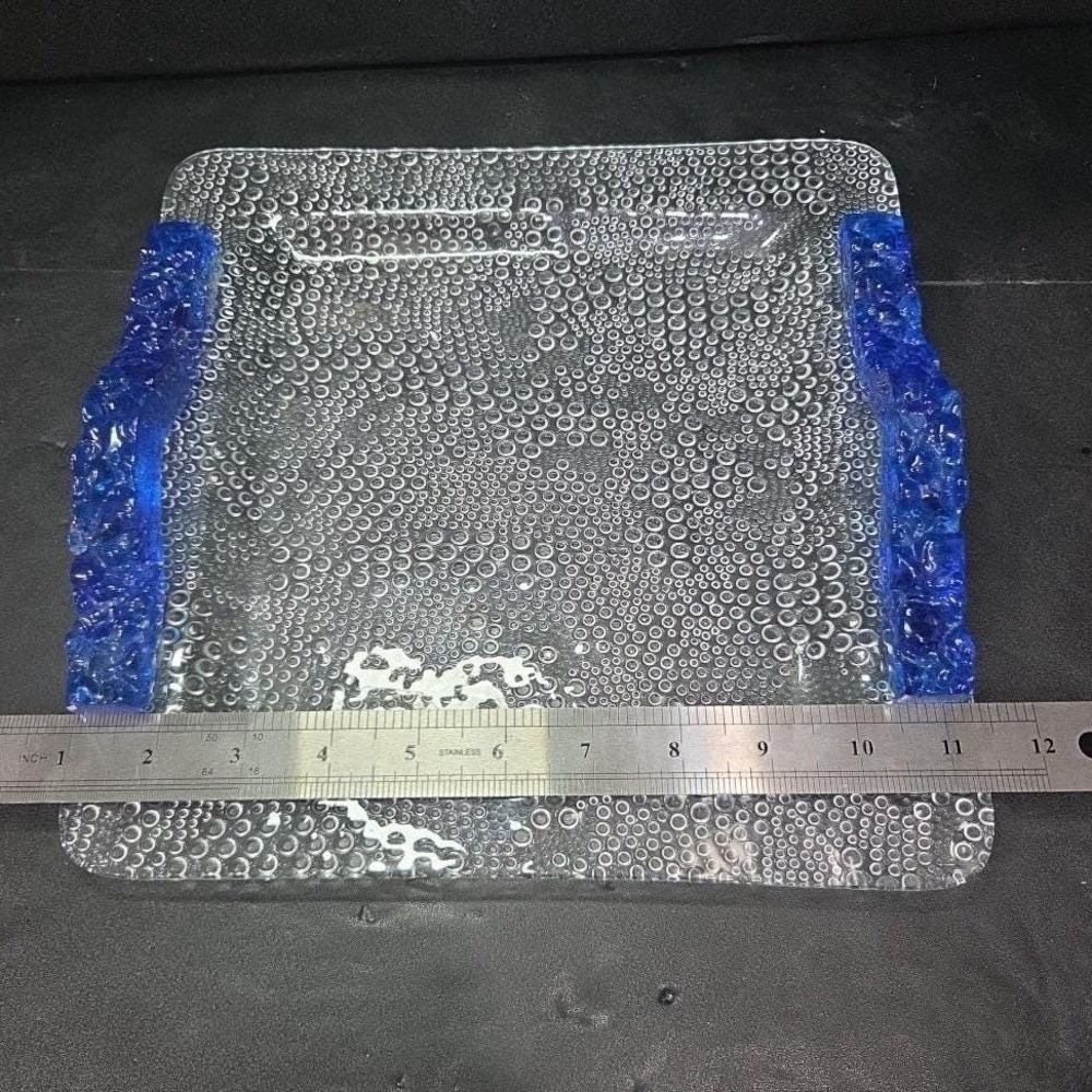 Riverside Studios‎ Handmade Tray, Cobalt Blue Handles, Textured Bubble Platter - Picture 3 of 12